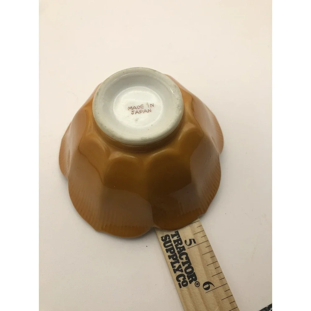 VTG Lotus Blossom Shaped Rice Bowl Burnt Orange